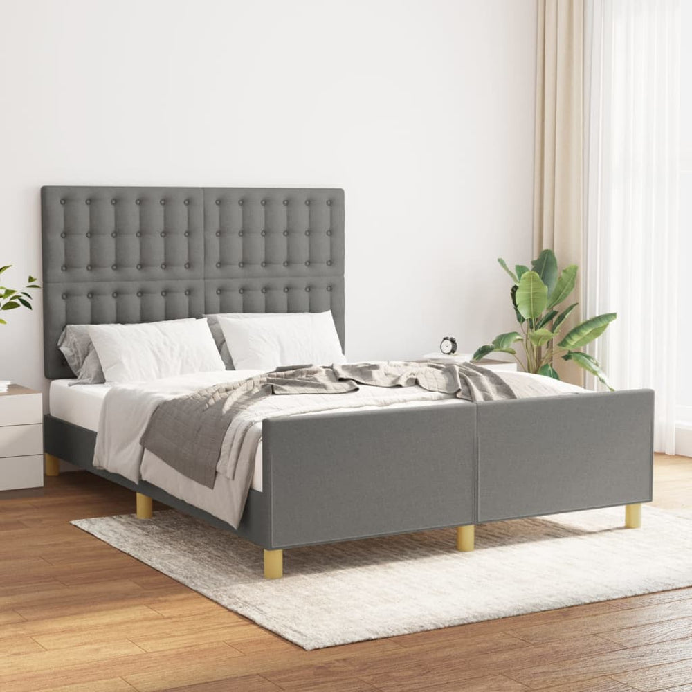 vidaXL Bed Frame without Mattress Dark Grey 140x190 cm Fabric