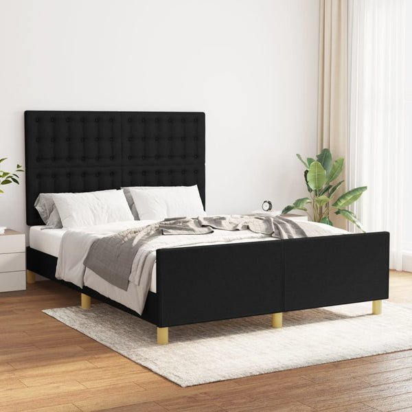 vidaXL Bed Frame without Mattress Black 140x190 cm Fabric