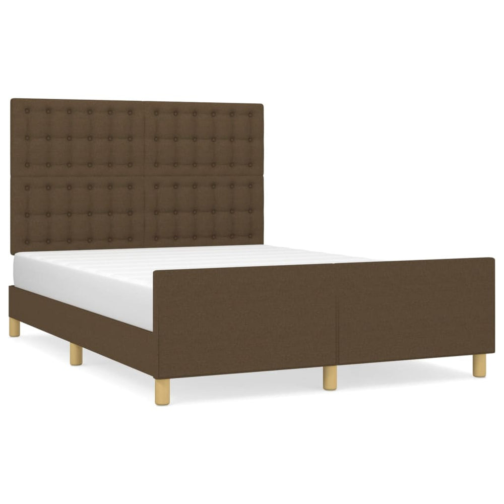 vidaXL Bed Frame without Mattress Dark Brown 140x190 cm Fabric