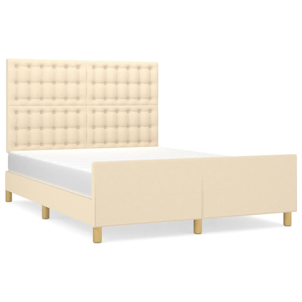 vidaXL Bed Frame without Mattress Cream 140x190 cm Fabric