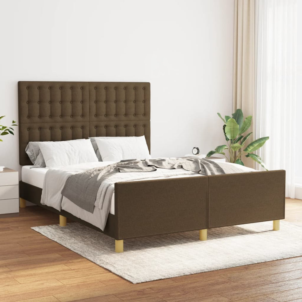vidaXL Bed Frame without Mattress Dark Brown 140x200 cm Fabric