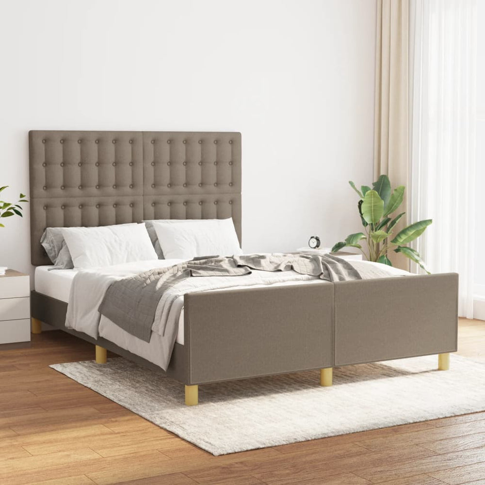 vidaXL Bed Frame without Mattress Taupe 140x200 cm Fabric