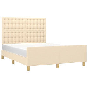 vidaXL Bed Frame without Mattress Cream 140x200 cm Fabric