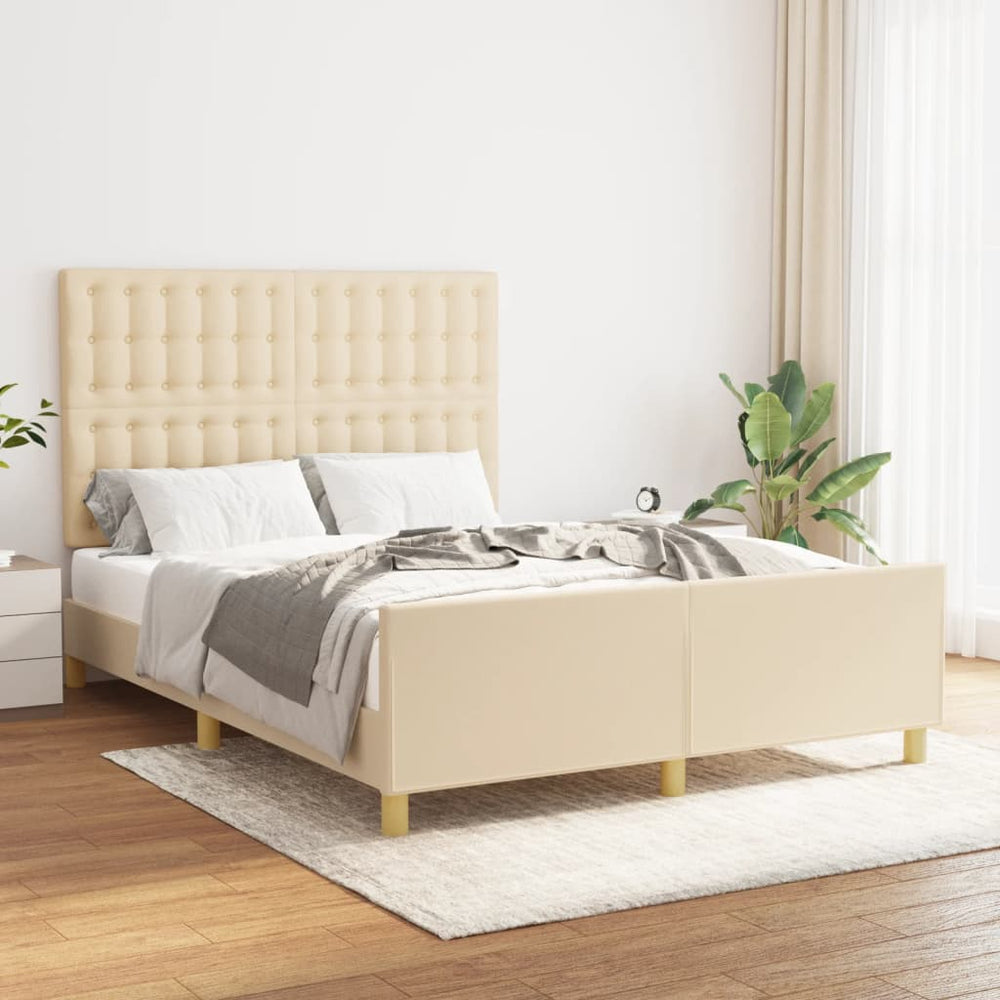 vidaXL Bed Frame without Mattress Cream 140x200 cm Fabric
