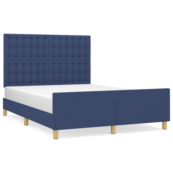vidaXL Bed Frame without Mattress Blue 140x200 cm Fabric