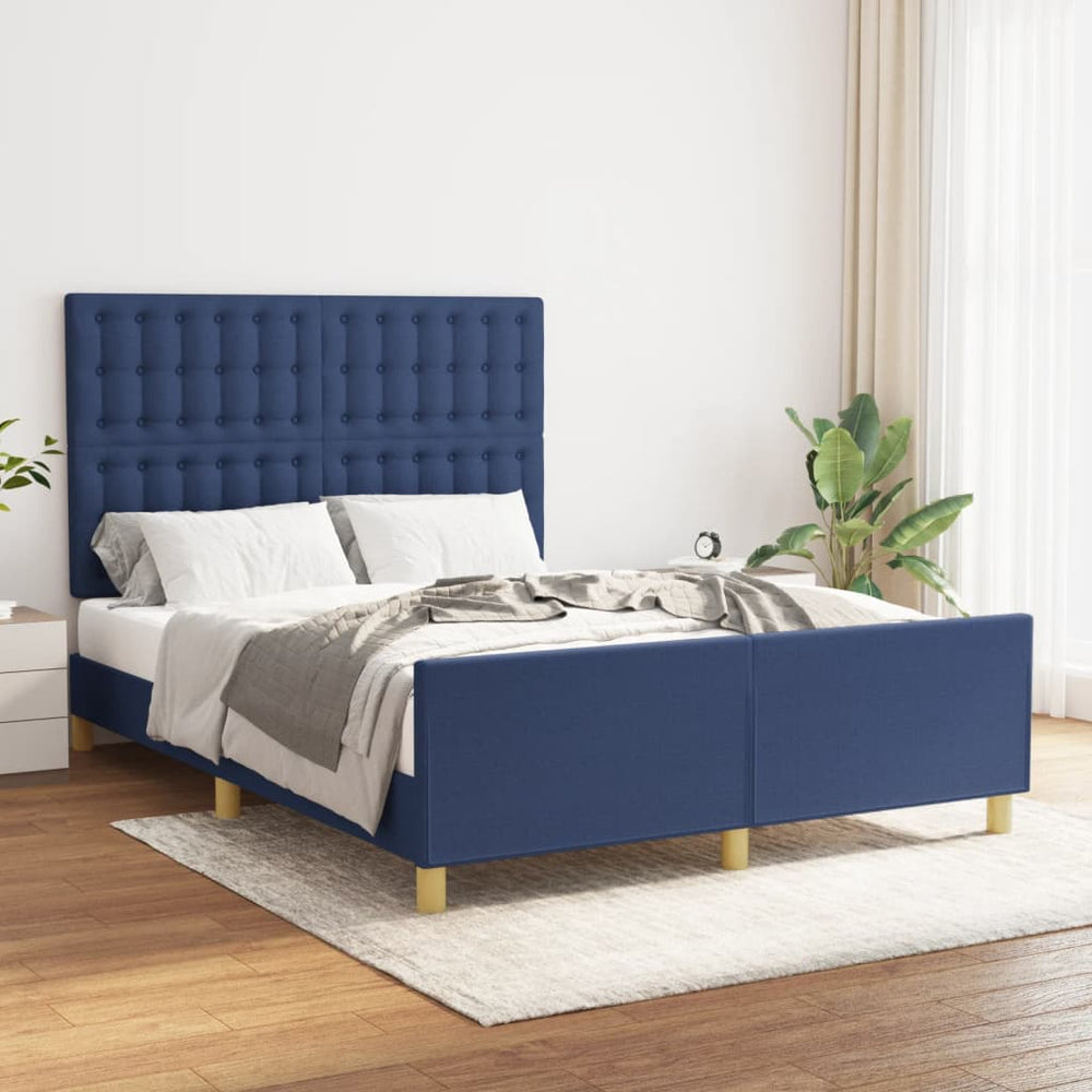 vidaXL Bed Frame without Mattress Blue 140x200 cm Fabric