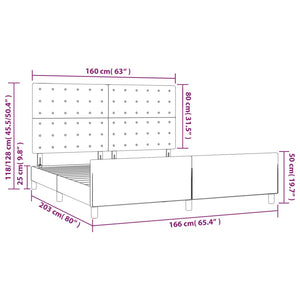vidaXL Bed Frame without Mattress Light Gray 160x200 cm Fabric