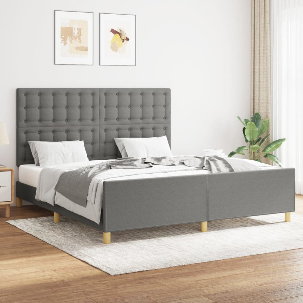 vidaXL Bed Frame without Mattress Dark Grey 160x200 cm Fabric