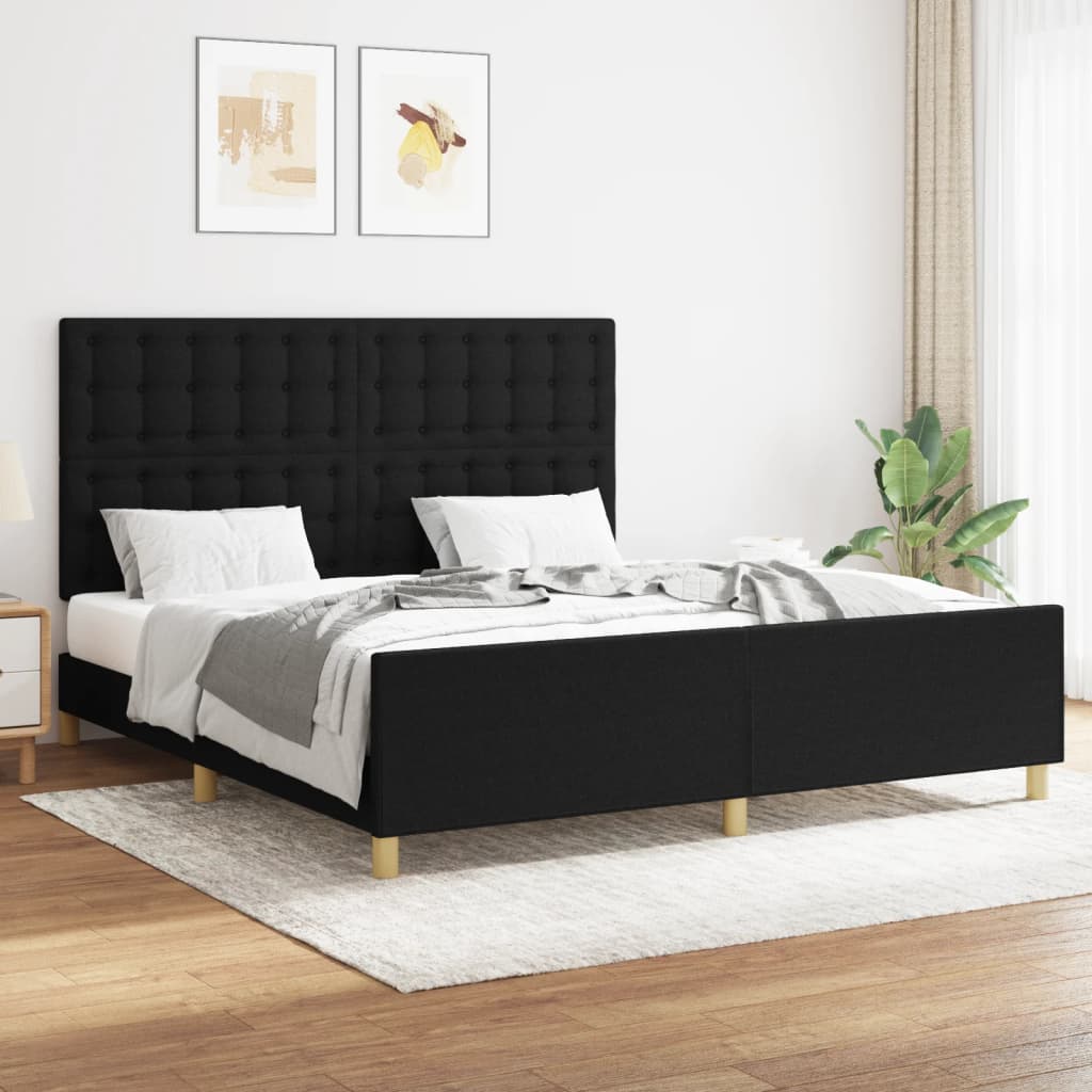 vidaXL Bed Frame without Mattress Black 160x200 cm Fabric