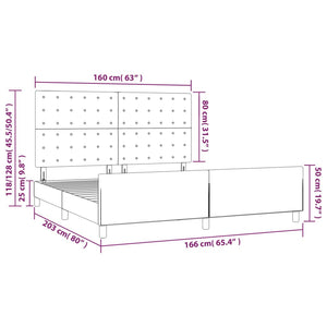vidaXL Bed Frame without Mattress Taupe 160x200 cm Fabric
