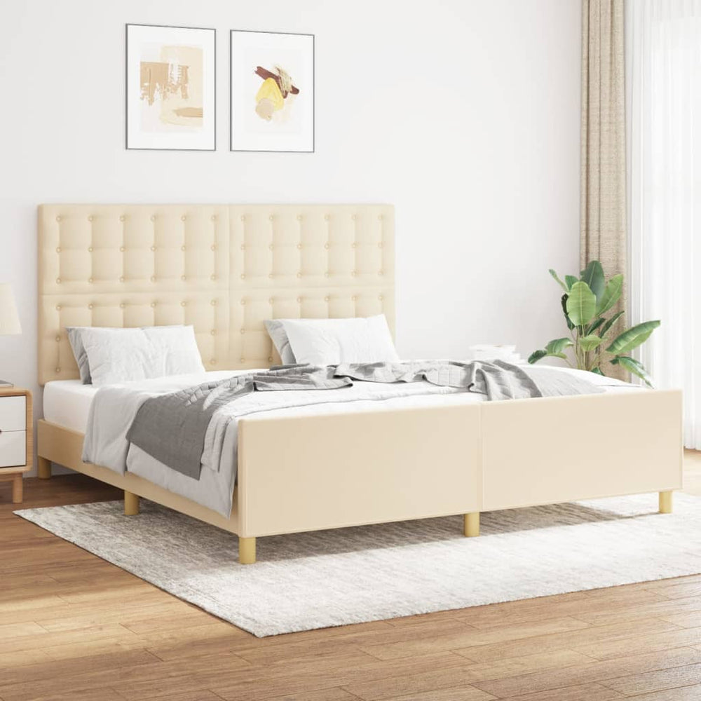 vidaXL Bed Frame without Mattress Cream 160x200 cm Fabric