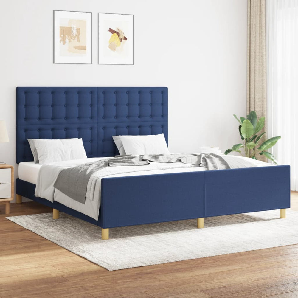 vidaXL Bed Frame without Mattress Blue 160x200 cm Fabric
