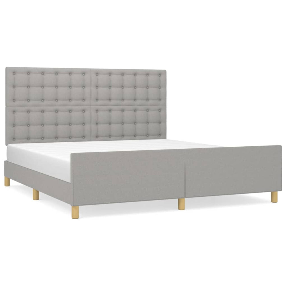 vidaXL Bed Frame with Headboard Light Gray 180x200 cm Fabric