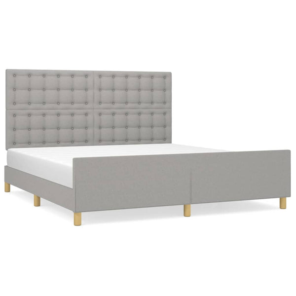 vidaXL Bed Frame with Headboard Light Gray 180x200 cm Fabric