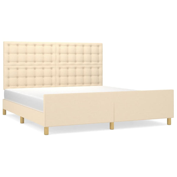 vidaXL Bed Frame with Headboard Cream 180x200 cm Fabric