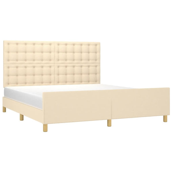 vidaXL Bed Frame with Headboard Cream 180x200 cm Fabric