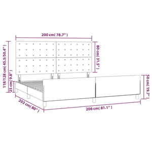 vidaXL Bed Frame without Mattress Dark Gray 200x200 cm Fabric