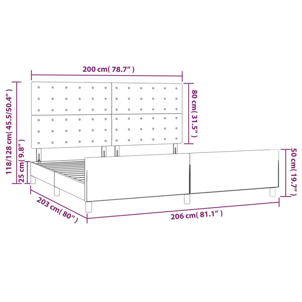 vidaXL Bed Frame without Mattress Dark Gray 200x200 cm Fabric