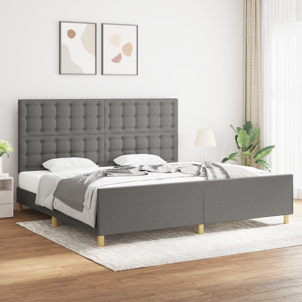 vidaXL Bed Frame without Mattress Dark Gray 200x200 cm Fabric