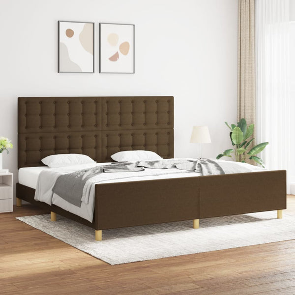 vidaXL Bed Frame without Mattress Dark Brown 200x200 cm Fabric
