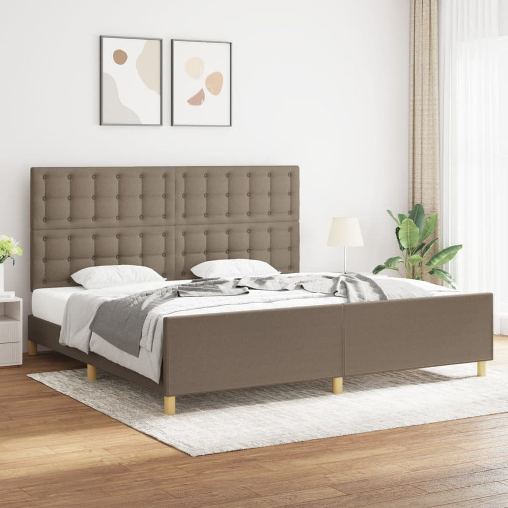 vidaXL Bed Frame without Mattress Taupe 200x200 cm Fabric