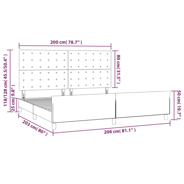 vidaXL Bed Frame Without Mattress Cream 200x200 cm Fabric