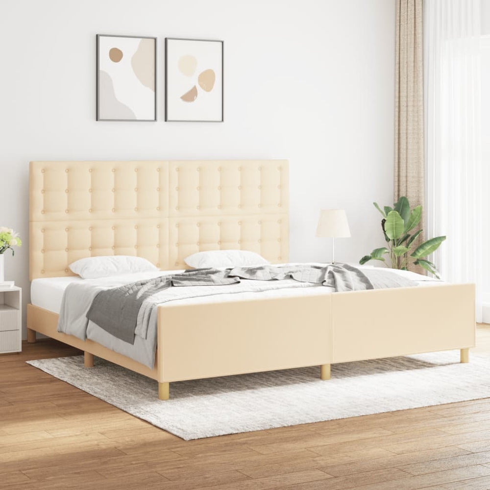 vidaXL Bed Frame Without Mattress Cream 200x200 cm Fabric