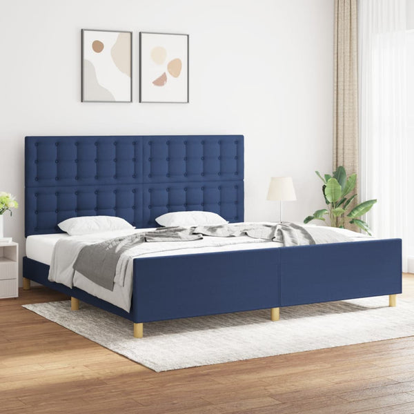 vidaXL Bed Frame without Mattress Blue 200x200 cm Fabric