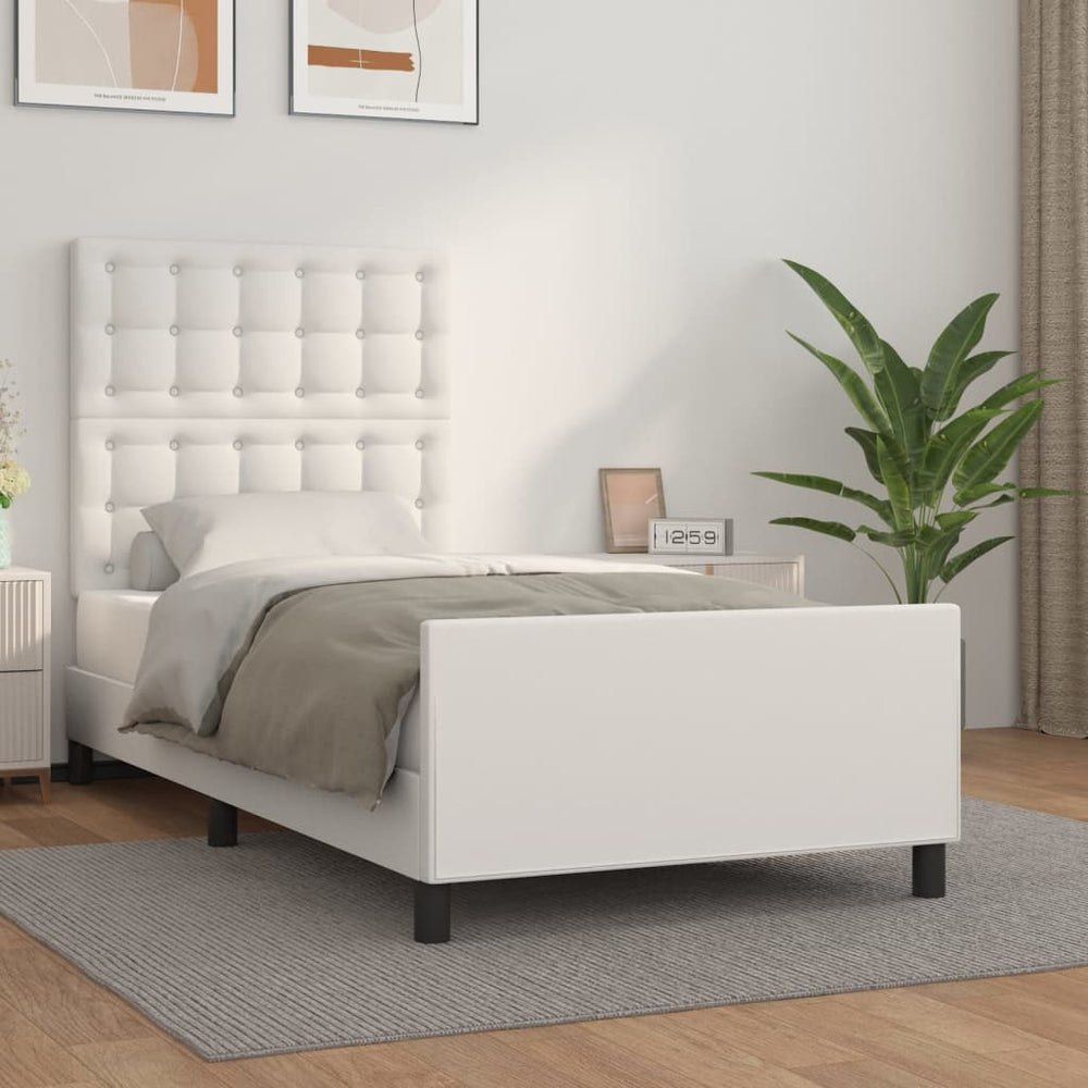 vidaXL Bed Frame with Headboard White 80x200 cm Faux Leather