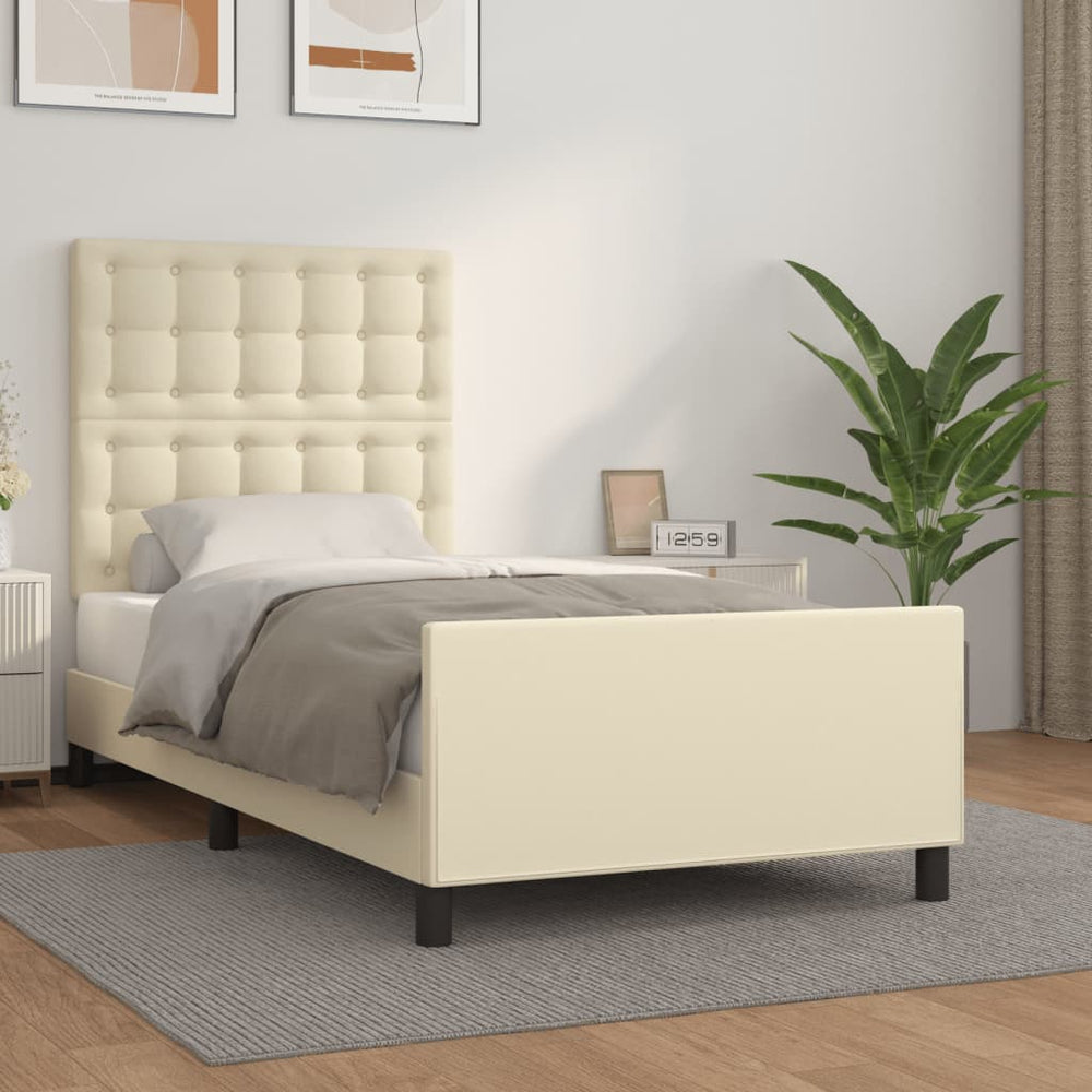 vidaXL Bed Frame with Headboard Cream 80x200 cm Faux Leather