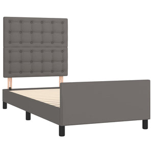 vidaXL Bed Frame with Headboard Grey 80x200 cm Faux Leather