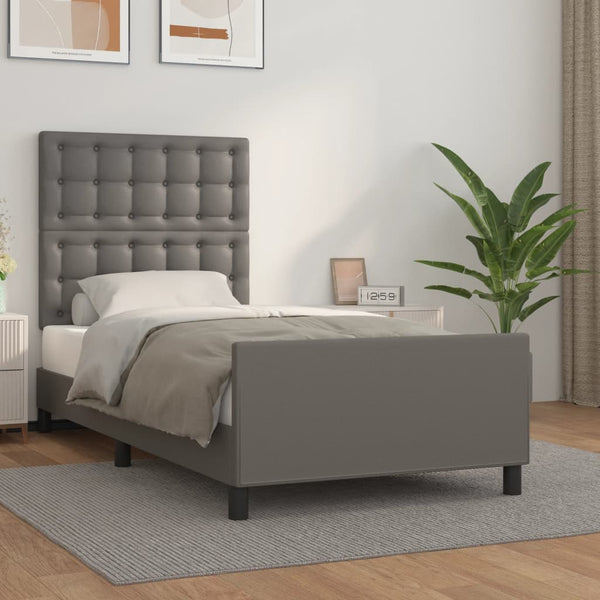 vidaXL Bed Frame with Headboard Grey 80x200 cm Faux Leather
