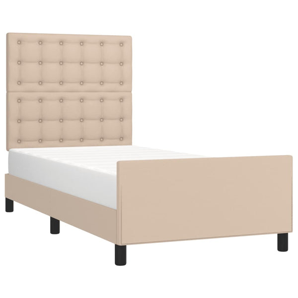 vidaXL Bed Frame with Headboard Cappuccino Brown 80x200 cm Faux Leather