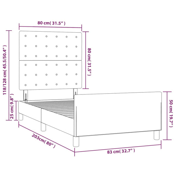 vidaXL Bed Frame with Headboard Cappuccino Brown 80x200 cm Faux Leather