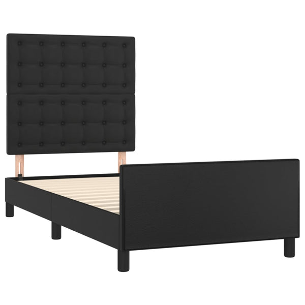 vidaXL Bed Frame with Headboard Black 90x190 cm Faux Leather