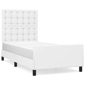 vidaXL Bed Frame with Headboard White 90x190 cm Faux Leather