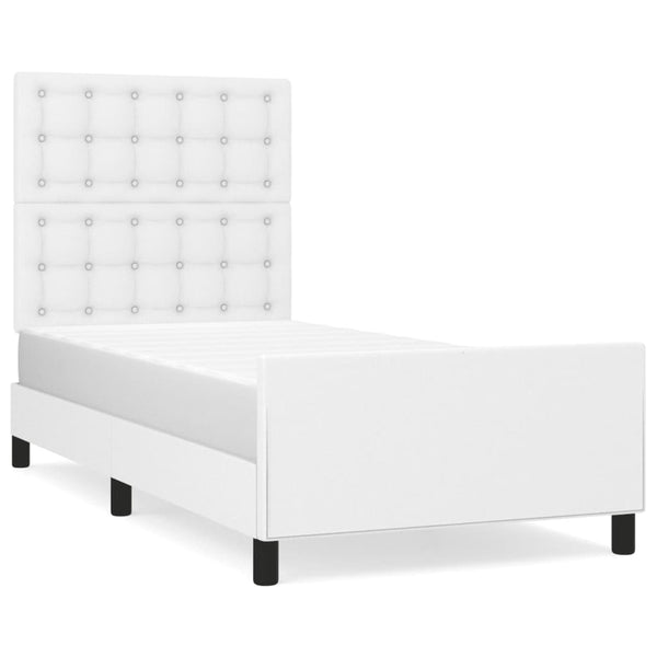 vidaXL Bed Frame with Headboard White 90x190 cm Faux Leather