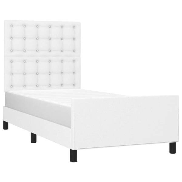 vidaXL Bed Frame with Headboard White 90x190 cm Faux Leather