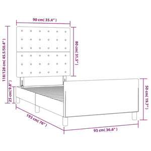 vidaXL Bed Frame with Headboard White 90x190 cm Faux Leather