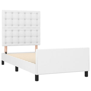 vidaXL Bed Frame with Headboard White 90x190 cm Faux Leather