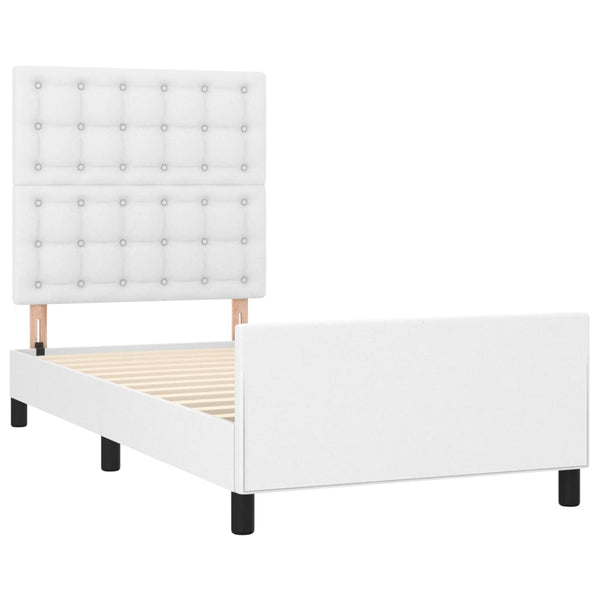 vidaXL Bed Frame with Headboard White 90x190 cm Faux Leather