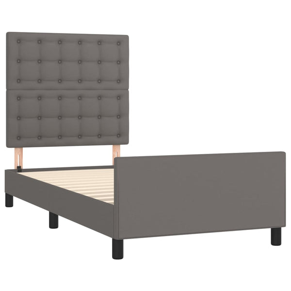 vidaXL Bed Frame with Headboard Grey 90x190 cm Faux Leather