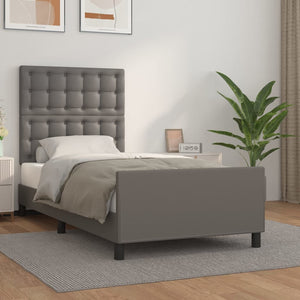vidaXL Bed Frame with Headboard Grey 90x190 cm Faux Leather