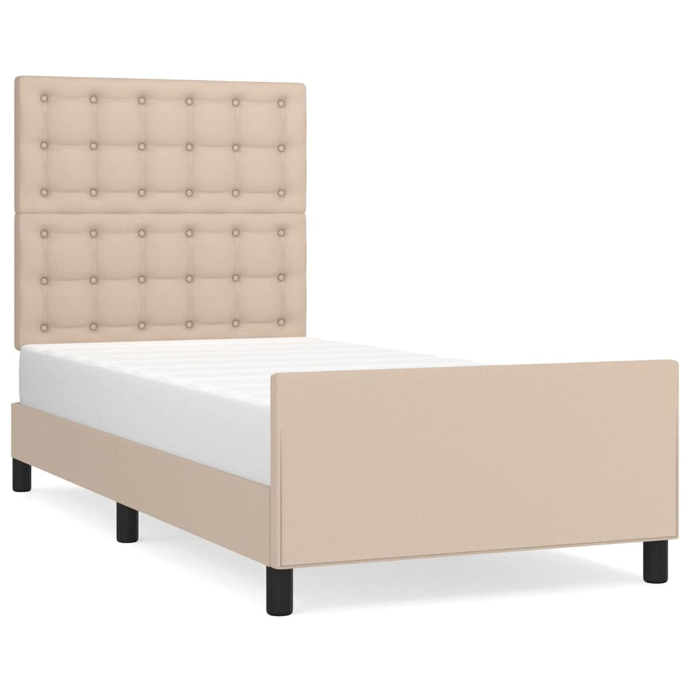 vidaXL Bed Frame with Headboard Cappuccino Brown 90x190 cm Faux Leather