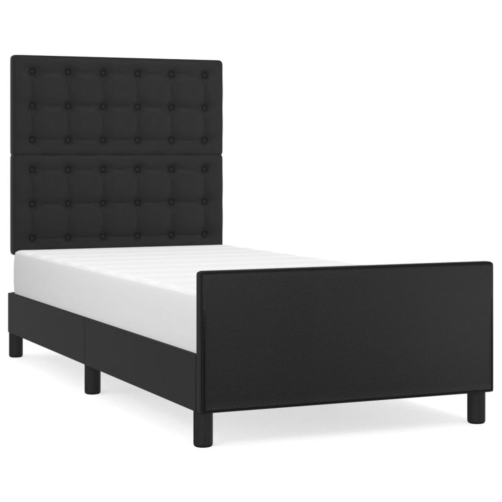 vidaXL Bed Frame with Headboard Black 90x200 cm Faux Leather