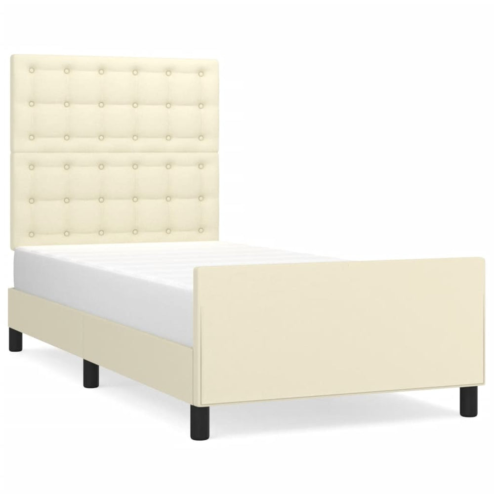 vidaXL Bed Frame with Headboard Cream 90x200 cm Faux Leather