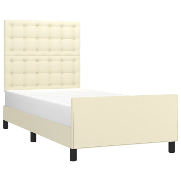 vidaXL Bed Frame with Headboard Cream 90x200 cm Faux Leather