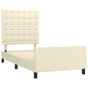 vidaXL Bed Frame with Headboard Cream 90x200 cm Faux Leather
