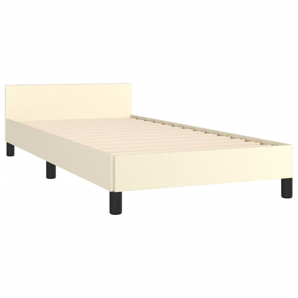 vidaXL Bed Frame with Headboard Cream 90x200 cm Faux Leather