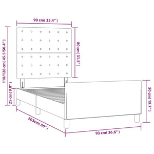 vidaXL Bed Frame with Headboard Grey 90x200 cm Faux Leather